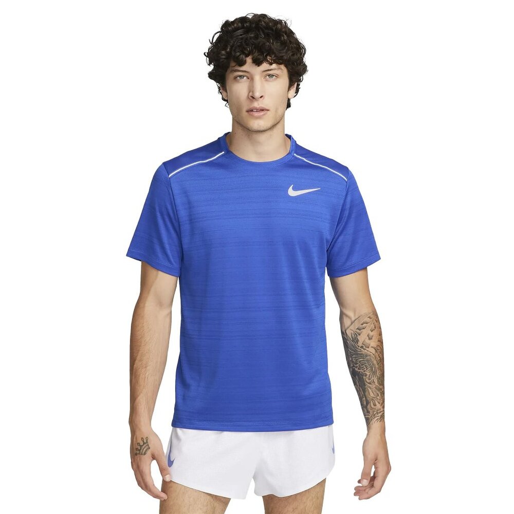 Nike Dri-FIT Miler Men's Short Sleeve Running Training Gym Top Royal Blue L